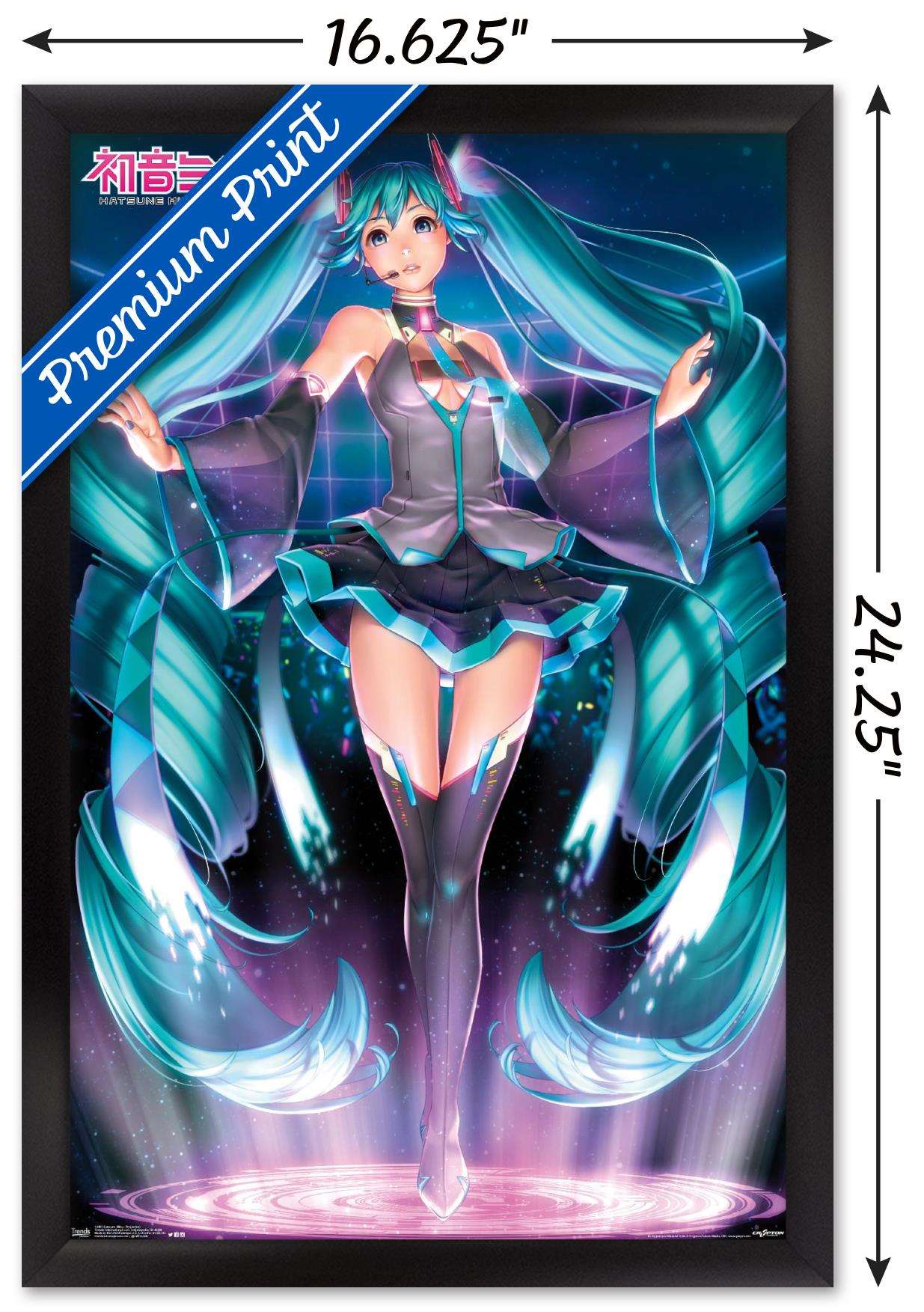 Hatsune Miku - Projection Wall Poster, 14.725" x 22.375", Framed