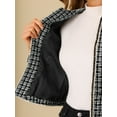 thumbnail image 5 of MODA NOVA Juniors Halloween Costume Plaid Tweed Open Front Office Short Blazer Black XS, 5 of 6