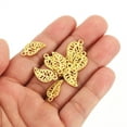thumbnail image 3 of Péndulos de hoja Uxcell, paquete de 50 cuentas de hoja de metal, hojas a granel, encanto de malla para hacer joyas, dorado, 3 of 6