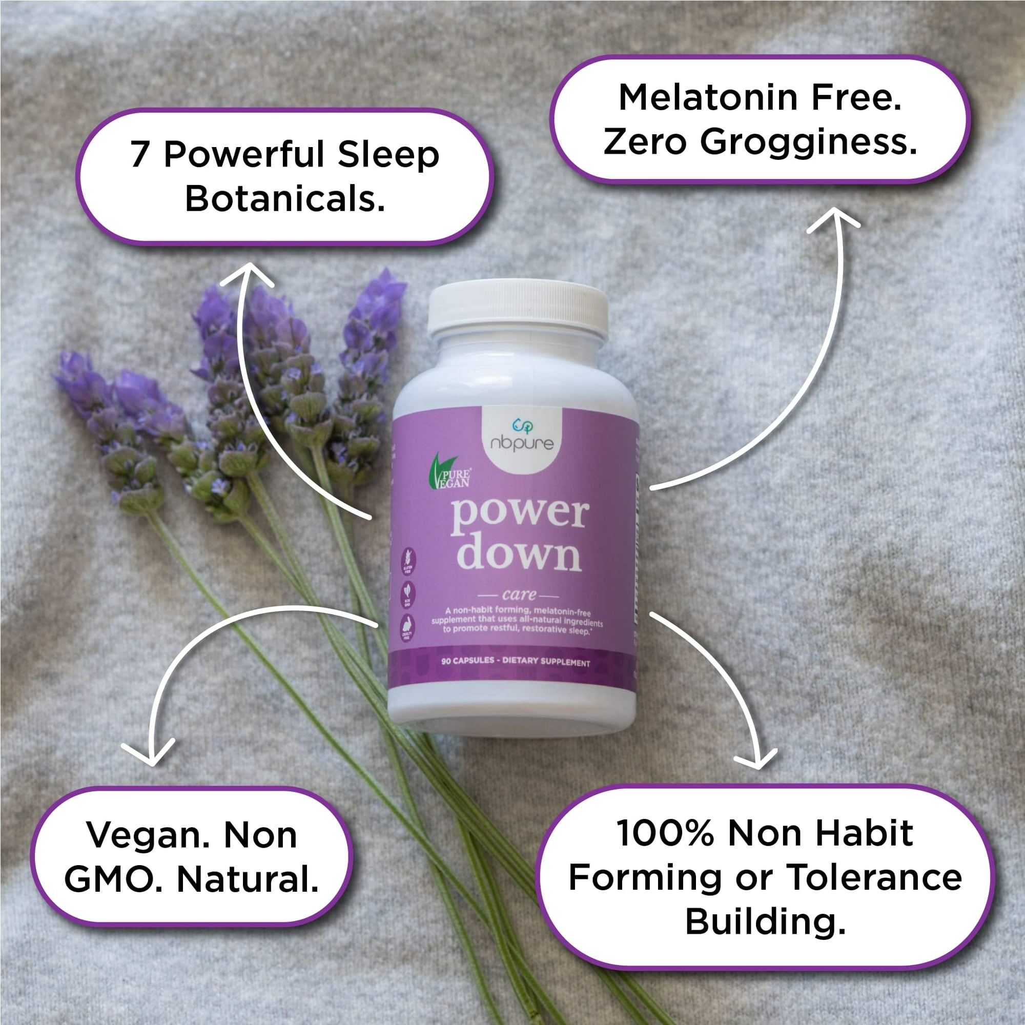 NBPure Power Down Sleep Supplement, Melatonin- Free, 90 Count