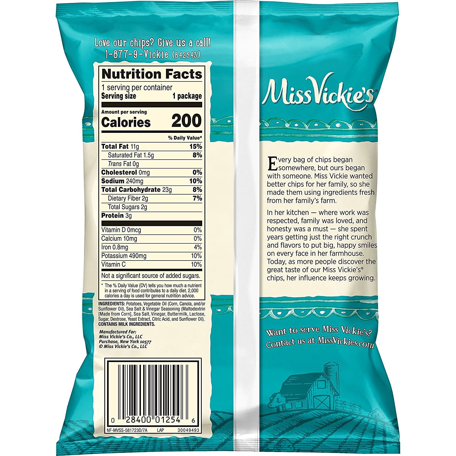 Miss Vickie's Flavored Potato Chips, Salt & Vinegar, 28 Count