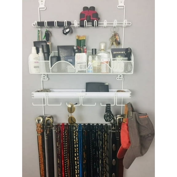 Longstem Organizers men's over the door/wall hanging tie and belt accessory valet in White