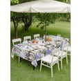 thumbnail image 3 of Outdoor Tablecloth with Umbrella Hole and Zipper, Spring Purple Flowers Rectangle Table Cloth 54x80 Inch Waterproof Tablecloth, Farmhouse Leaves Fences Gray Wood Picnic Table Cover for Patio Camping, 3 of 7