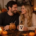 thumbnail image 4 of 12oz Halloween Pumpkin Cow Glass Cup with Lid and Glass Straw, Cute Borosilicate Glass Tumbler for Iced Coffee Juice Milk, Halloween Party Decorative (C), 4 of 6