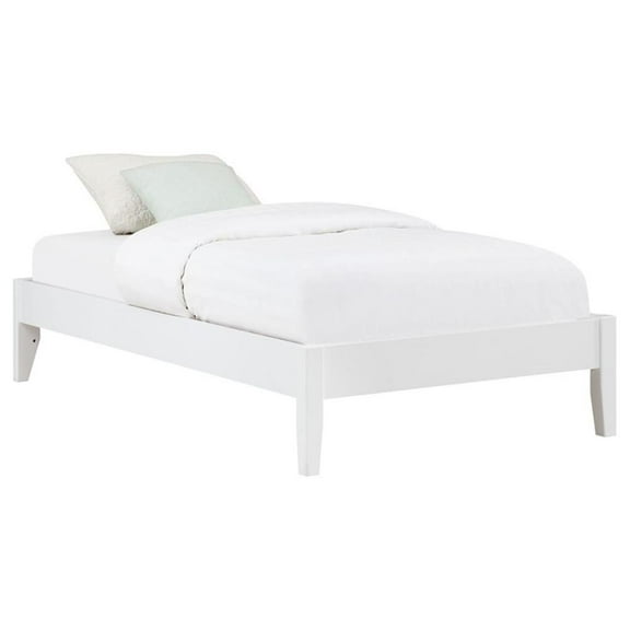 Pemberly Row Contemporary Wood Platform Twin Bed in in White