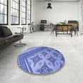 thumbnail image 4 of Ahgly Company Machine Washable Indoor Square Transitional Denim Blue Area Rugs, 5' Square, 4 of 7