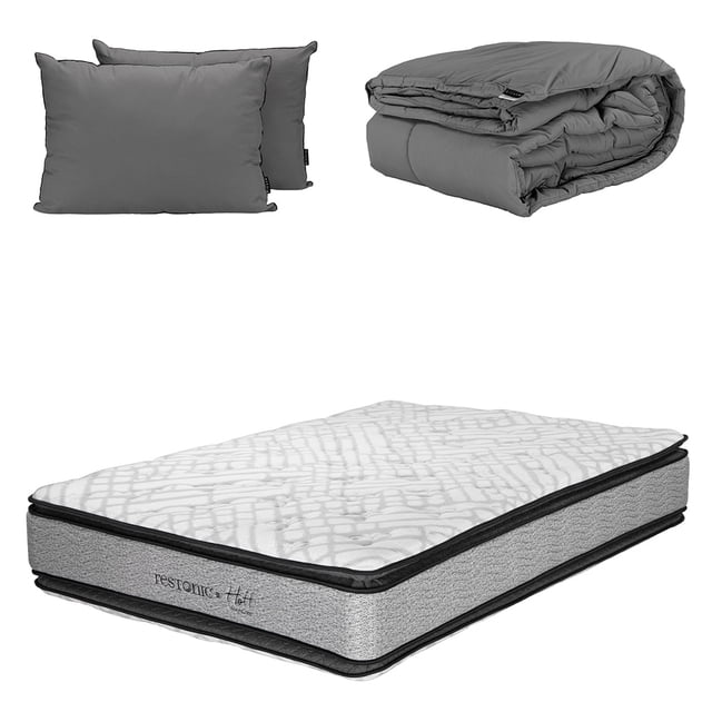Colchón Restonic Queen Size Hoff Almohada 2 Pack Edredón Homy