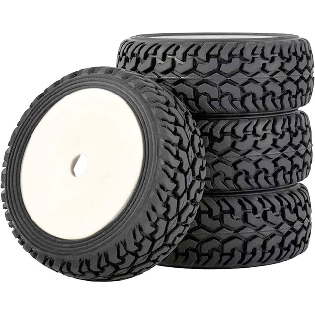 LINLIN 4 piezas 1:10 RC On Road Rally Car neumáticos de caucho de grano neumáticos de plato duro llantas accesorios piezas compatibles con 1/10 RC Buggy Buggy Run Flat Drift Car Traxxas HSP Tamiya