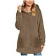 thumbnail image 3 of Tops casuales para mujer,Chaqueta con capucha de color liso para mujer, sudadera informal holgada, top de poliéster de manga larga para uso diario, sopatenor, 3 of 9