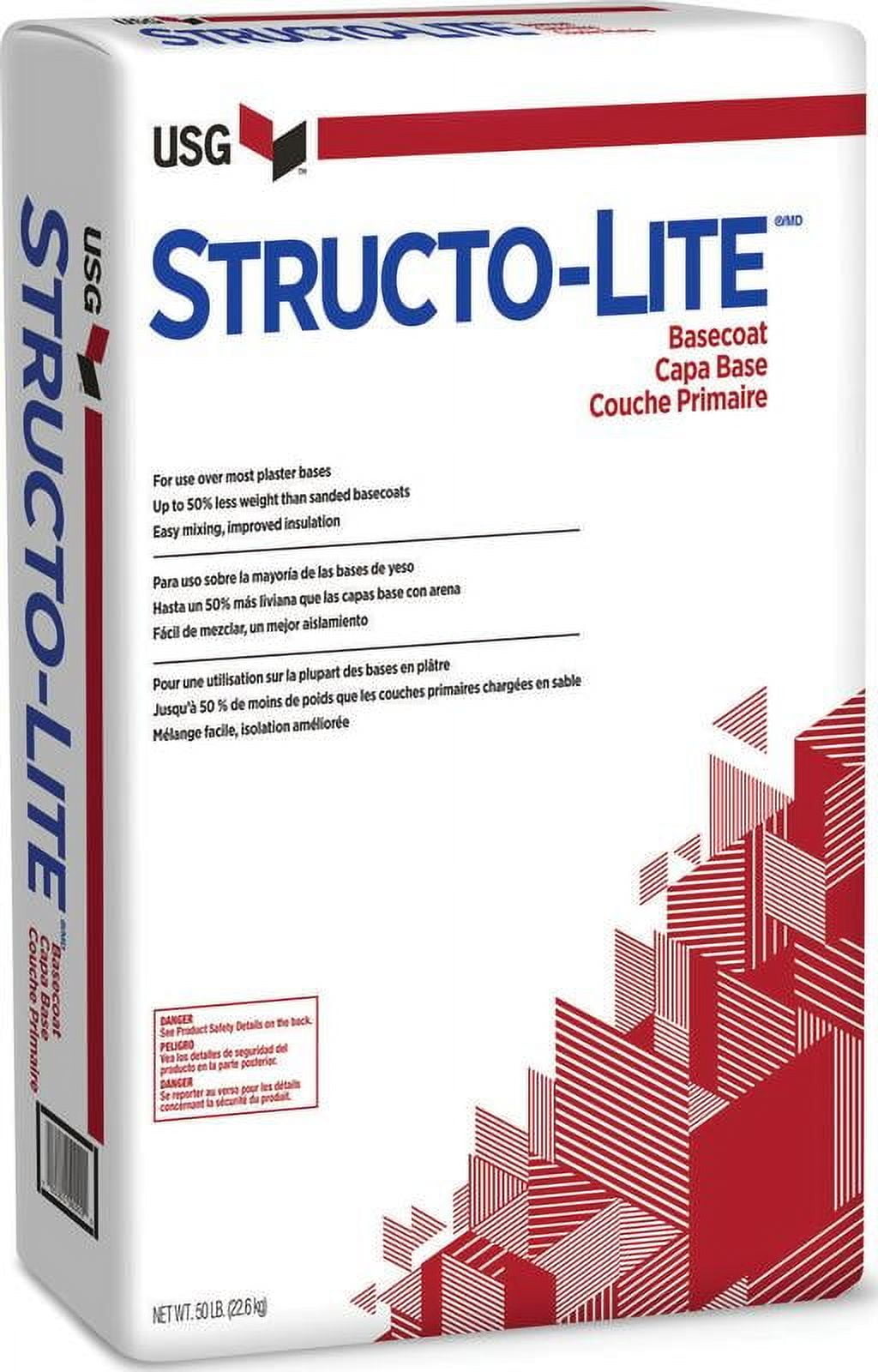 USG STRUCTO-LITE Basecoat Plaster 50 lb - White, Mix Machine USG STRUCTO-LITE Basecoat Plaster 50 lb - White, Mix Machine