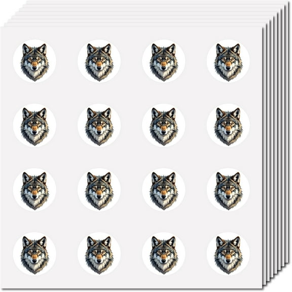 128Pcs Wolf Stickers Animals Planner Sticker Self-Adhesive Waterproof Plastic Round Dot Cartoon Water Bottles Decal Bulk Tags