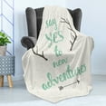 thumbnail image 4 of Adventure Soft Flannel Fleece Throw Blanket, Calligraphic Words Antlers and Arrow on Grunge Dotted Backdrop, Cozy Plush for Indoor and Outdoor Use, 70" x 90", Charcoal Grey Sea Green, by Ambesonne, 4 of 5