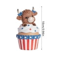 thumbnail image 3 of Win s Way Patriotic Highland Cow Figurine 4th of July Decorations Resin Statue Memorial Day Home Accents Desk Bookshelf Tiered Tray Tabletop Decor, 3 of 9