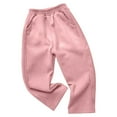 thumbnail image 5 of HVOBTTY Toddler Straight Leg Trousers, Fall Long Pants for Kid, Kids Casual Comfortable Solid Color Pocketed Cuffed Fleece Warm Long Pants Pink, 11-12 Years, 5 of 5