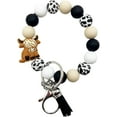 thumbnail image 3 of Highland Cow Wristlet Keychain Cattle Elk Silicone Beaded Tassel Keyring Holder Wrist Lanyard for Backpack, 3 of 4