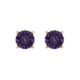 thumbnail image 3 of 14K Solid Gold Screw Back Stud Earrings for Women | 1.5 cttw Round Cut Simulated Alexandrite | Yellow Gold, 3 of 5