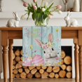 thumbnail image 2 of Spring Easter Table Runner, Rabbit Egg Colorful Flower Butterfly Green Board Cotton Linen Kitchen Table Decoration Washable Dining Tabletop Runners for Home Party Decor 13x60 Inches, 2 of 9