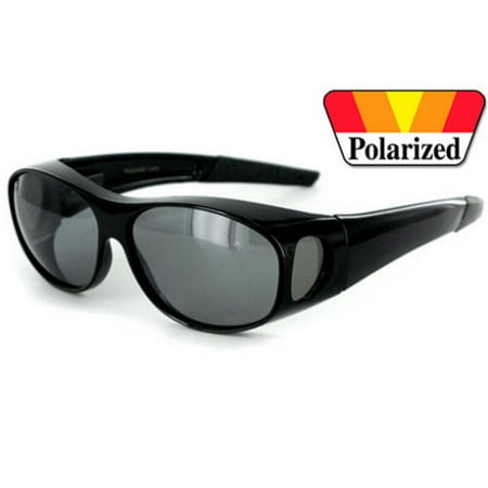 1 PAIR BLACK 100% UV Polarized Sunglass Cover Over Fit Prescription Sunglasses, Small