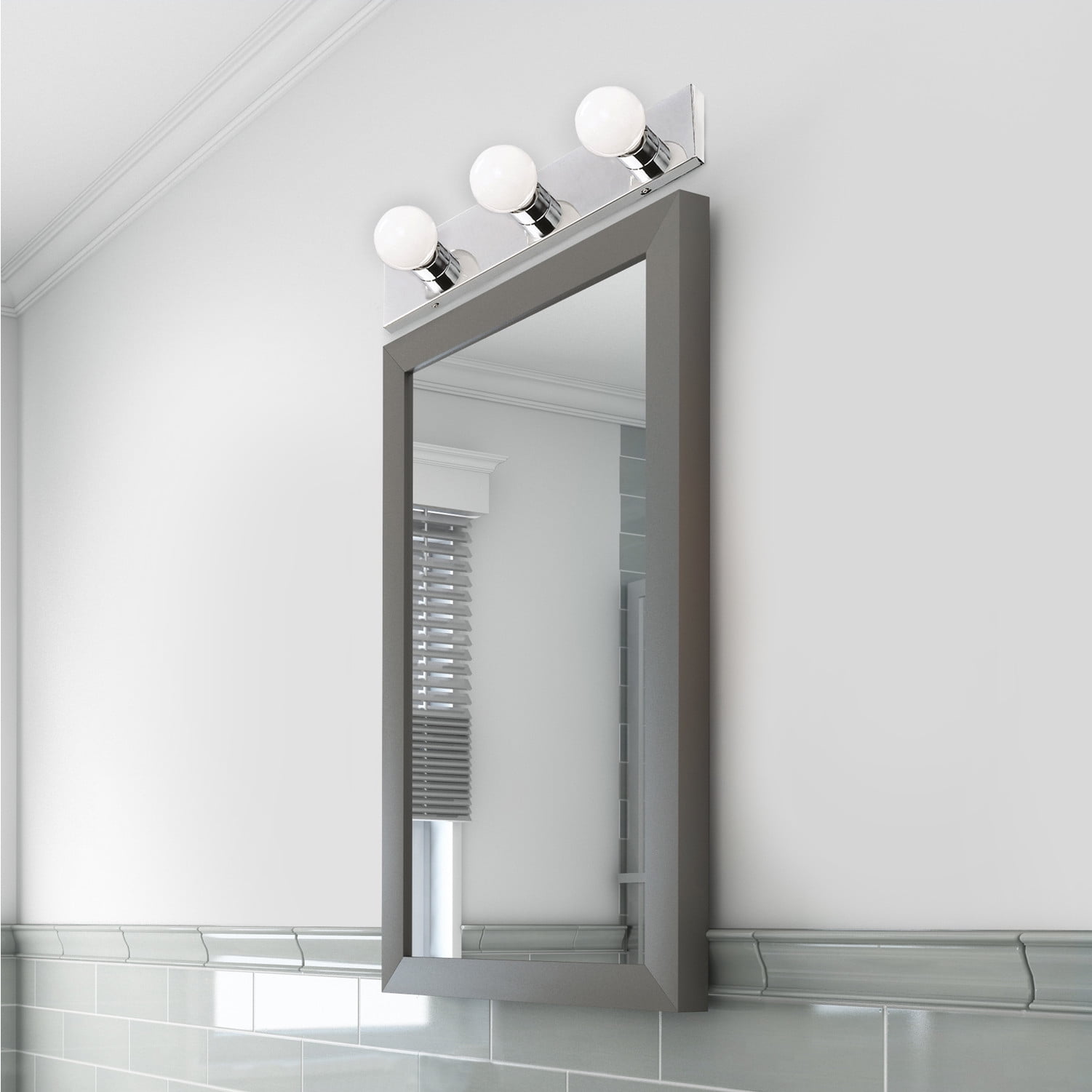Design House WM050085 3-Light Vanity Strip Light Contemporary Dimmable for Bathroom, Bedroom, Makeup Vanity, Polished Chrome