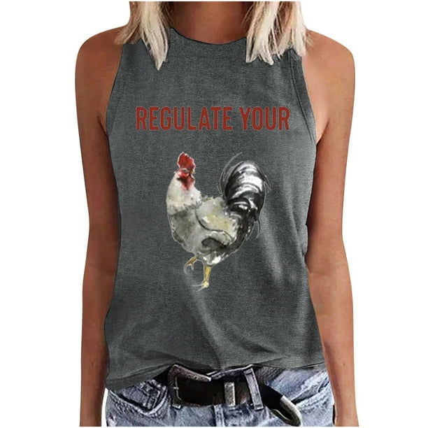 Moda Casual mujer sin mangas impreso damas cuello redondo Tank Tops chaleco camiseta Fridja gh4586