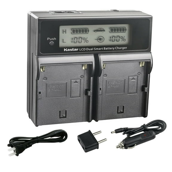 Kastar AC LCD Dual Fast Charger Compatible with Sony BP-U30 BP-U35 BP-U60 BP-U60T BP-U66 BP-U65 BP-U68 BP-U70 BP-U90 BP-U95 BP-U96 BP-U98 Battery, Sony BC-U1 BC-U2 BC-CU1 Charger