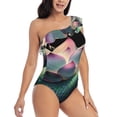 thumbnail image 3 of Goofa Snake Holding A Lotus Pattern Women's One Piece Swimsuits Tummy Control Bathing Suits Asymmetric One Shoulder Swimwear-Small, 3 of 6