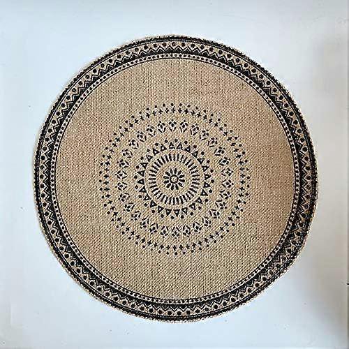 Mantel individual redondo de yute tejido, antideslizante, estilo rústico, con borlas, para decoración de mesa de cocina y comedor, accesorios de fotos, 38 cm (6 unidades)