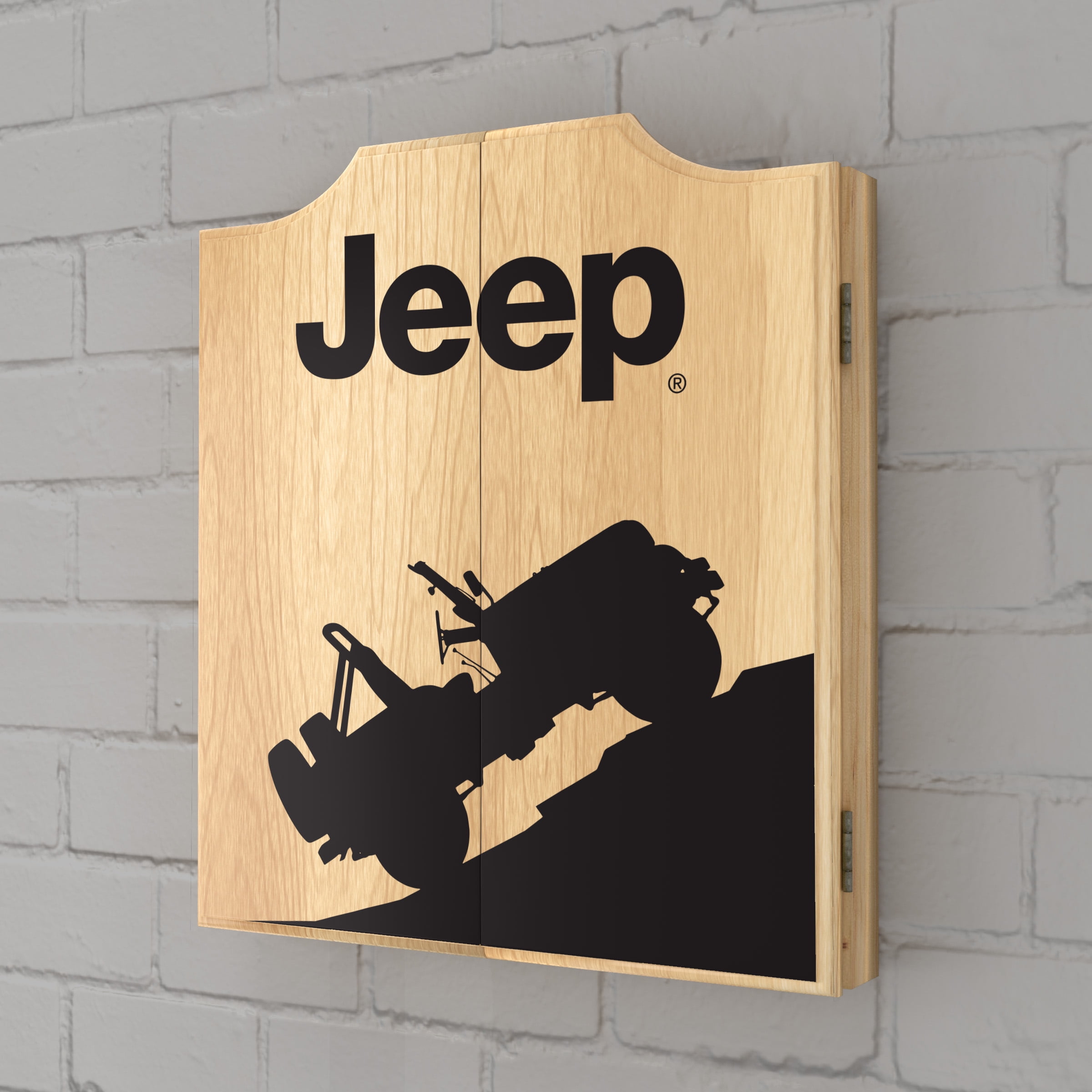 Jeep Silhouette Dart Board Cabinet Set with 6 Steel Tip Darts