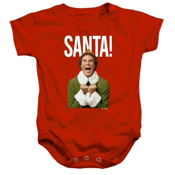 Elf Christmas Saaaaaanta Unisex Infant Snap Suit for Baby (24 Months) Red