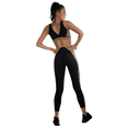 thumbnail image 4 of Women's Color-Black Activewear Leggings - Black / Olive Green, L, 4 of 5