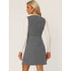 thumbnail image 4 of Vestido sin mangas a cuadros de tweed vintage con bolsillos delanteros y botones con cuello en V para mujer Negro S, 4 of 6