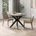 thumbnail image 2 of Costway Round Dining Table 36" Faux Marble Tabletop Rubber Wood Legs Kitchen Black, 2 of 10