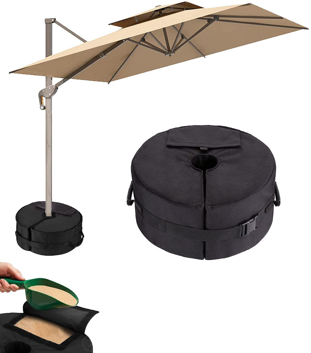 Outdoor Garden Flagpole Sunshade Umbrella Base Weight Bag 18" Round Sand Stand 