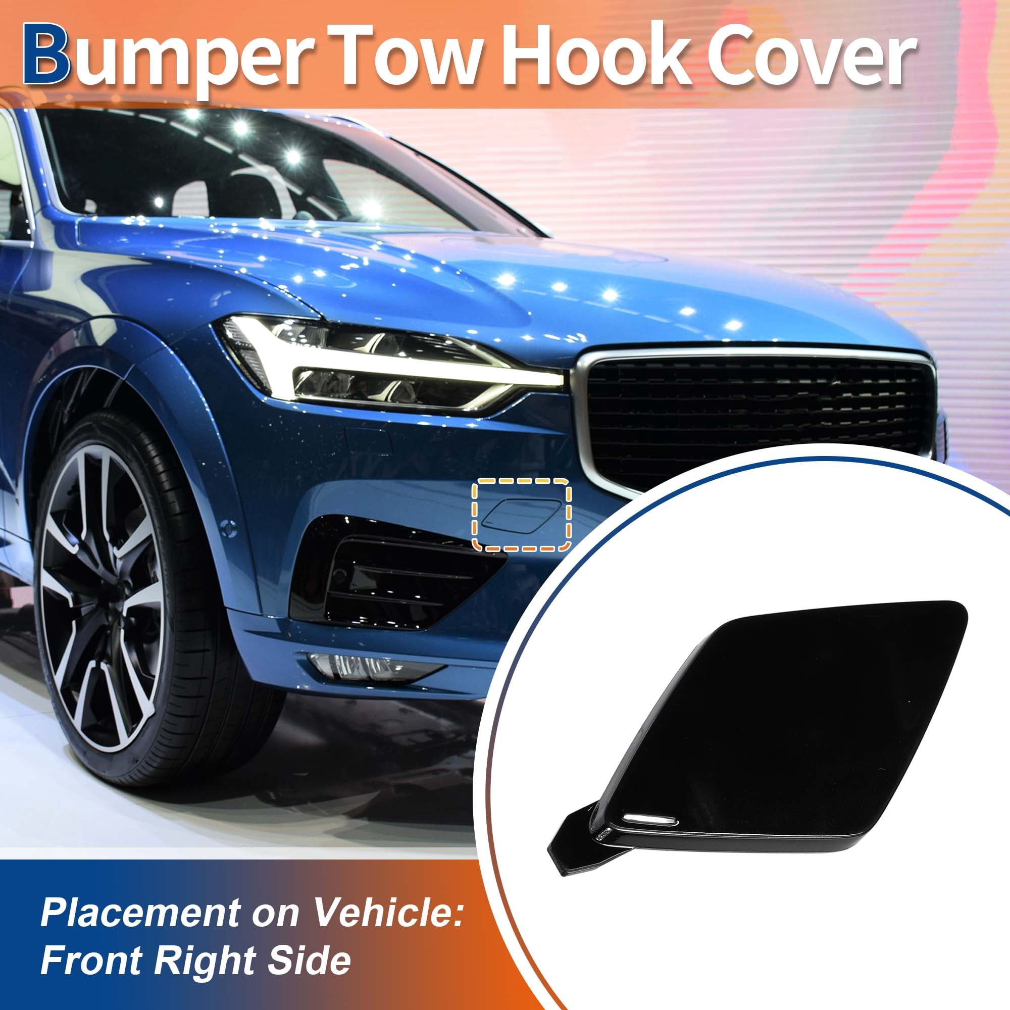 Unique Bargains Car Bumper Tow Hook Cover for Volvo XC60 2018-2021 - Pack of 1