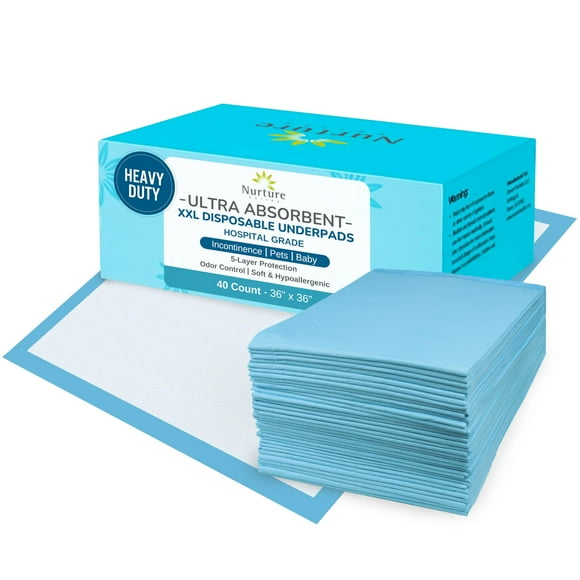 Almohadillas de cama Nurture Valley 40 XL 36 x 36 cm, absorbentes de alta resistencia