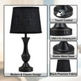 thumbnail image 3 of NATYSWAN Black Touch Table Lamps Set of 2, 22" Tall Bedside Lamps with USB C+A Charging Ports, Nightstand Lamps for for Bedroom, Living Room, Office, with Black Lampshade, LED Bulb Included, 3 of 6