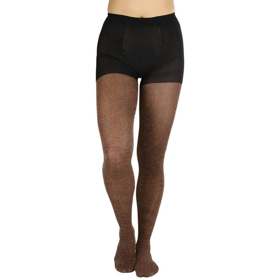 ToBeInStyle Women's Dazzling Shimmer Lurex Tights - Black/Copper