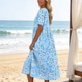 thumbnail image 5 of Women's Summer Casual Dresses Plus Size Round Neck Zipper Floral Print Dress, 5 of 7