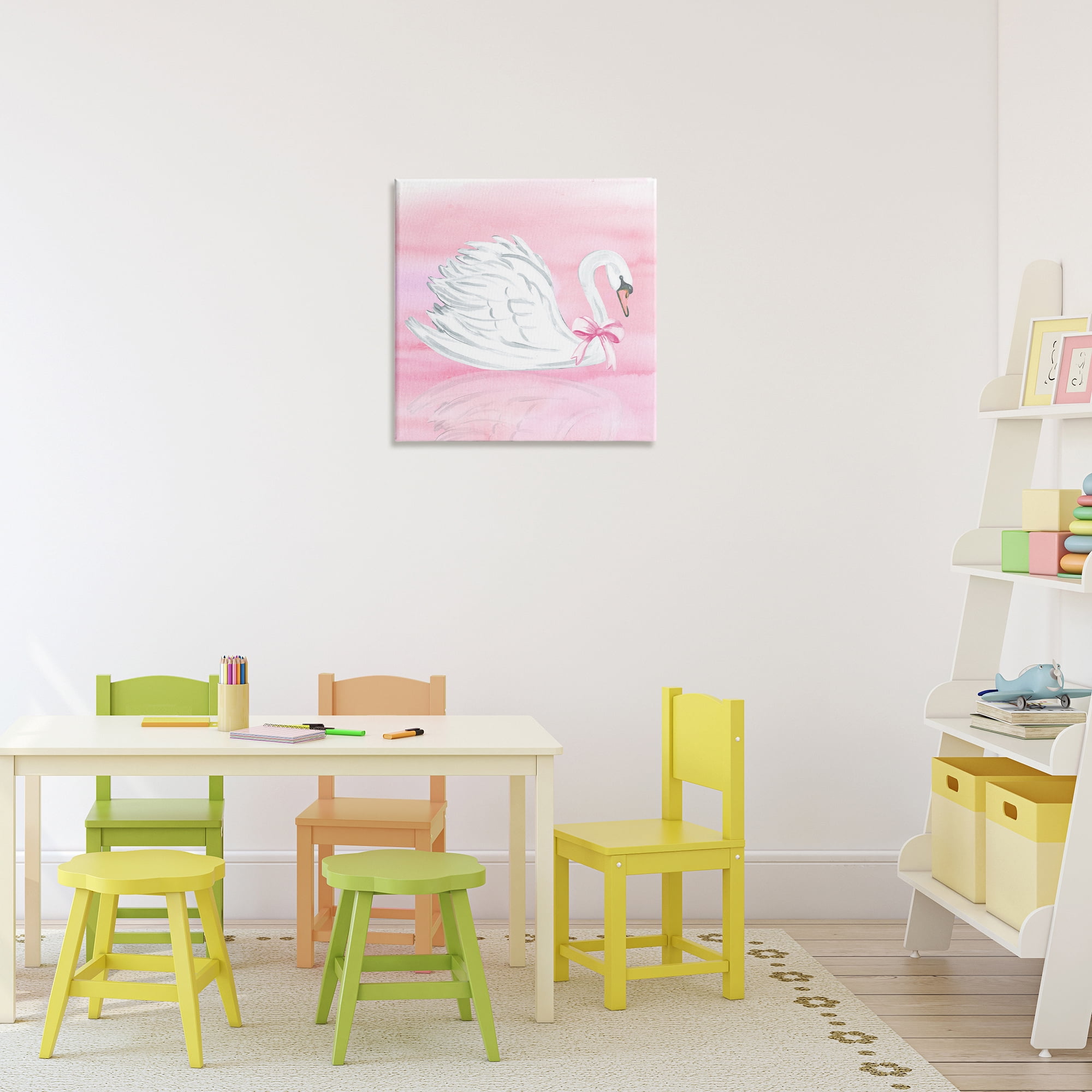 Stupell Industries Pink Bow Swan Canvas Wall Art, design by Corinne Haig