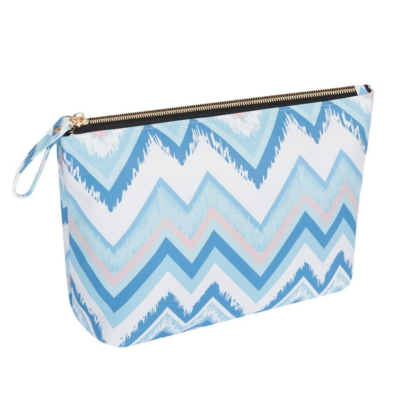 HAWEE Cosmetic Bag for Women Girls Make up Storage Pouch Case Portable Zipper Travel Accessories Organizer for Toiletry Water Repellent, Blue Ripple