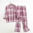 thumbnail image 2 of Christmas pajamas Flannelette Wool Checked Sleepwear Set For Women, 2 of 9