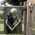 thumbnail image 2 of 1pc Metal Wall Sign, 8x12 Inches, Skeleton Embracing Black Cat Decorative Sign, Perfect for Halloween, Ideal Home, Bar, Cafe, Garage, or Garden Decor, Unique Holiday Decorations, 2 of 7