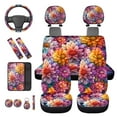 thumbnail image 6 of HUIACONG Dahlia Print Car Seat Covers for Women Full Set 14 Pcs Boho Car Accessories Interior Including Steering Wheel Cover Seat Belt Covers Armrest Cover Headrest Covers Coasters Keychain, 6 of 8
