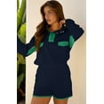 thumbnail image 6 of Women's Navy Blue Color Block Pullover and Shorts Set – Casual Fall Outfit for Daily Wear [ZhiHiMeRi] | L, 6 of 7
