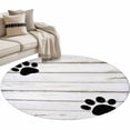 thumbnail image 2 of Farmhouse Round Living Room Rugs 4 ft, Cute Animal Claws White Retro Distressed Wood Grain Washable Area Rug with Non-Slip Sturdy Edge Binding Round Carpet for Entryway Kitchen Bedroom Bathroom, 2 of 9