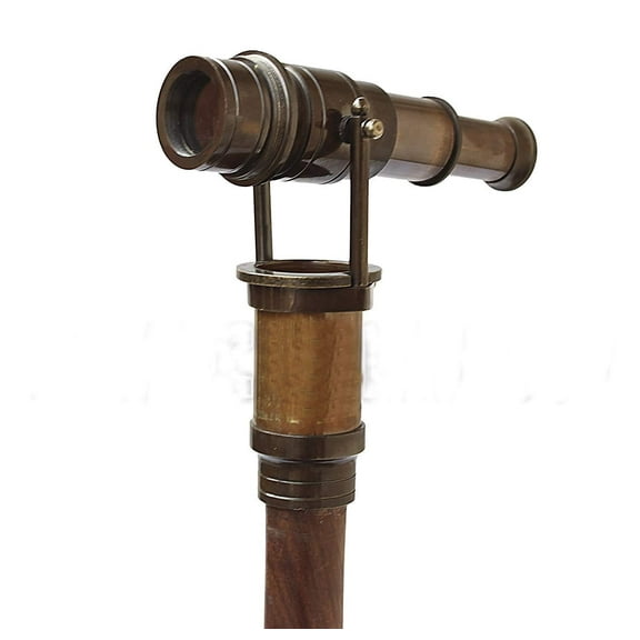 Hollywood Walking Stick Collectors Telescope Wooden Walk Cane Marine Prop