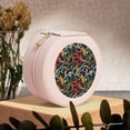 thumbnail image 6 of Yiaed Snake And Flower Print Travel Jewelry Case Bridesmaid Gift Boxes Jewelry Travel Organizer Small Round Jewelry Box Mini Storage-Pink, 6 of 7