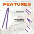 thumbnail image 4 of FACEGA Silicone Tongs,Safe for Cookware Tongs,Striped Tong Tip 11" Tongs with Silicone Tip,For Baking, Picking Up Food, Picking Up Bread,Purple, 4 of 7