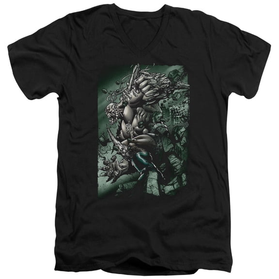 Superman Doomsday Destruction Adult V-Neck T-Shirt Black