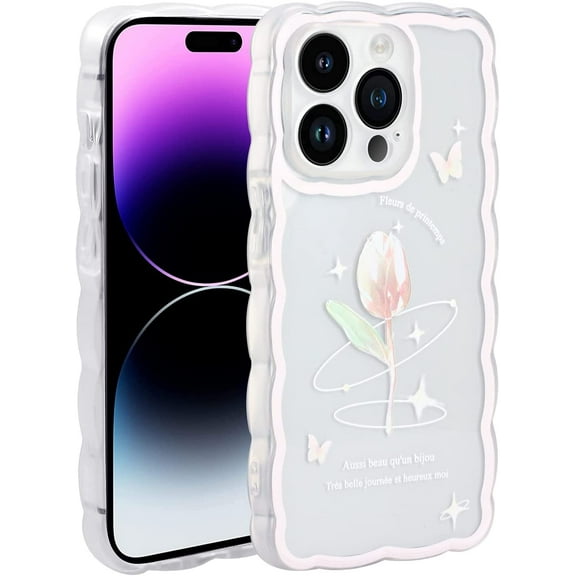 Case for iPhone 14 Pro Max, Shockproof Hard Back Case for iPhone 14 Pro Max 2022 (6.7 Inch) Slim Protective Phone Cover for Women Girls, Crystal Flower